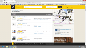 Example of how a search of Dentists in Rochester, NY looks on YellowPages.com